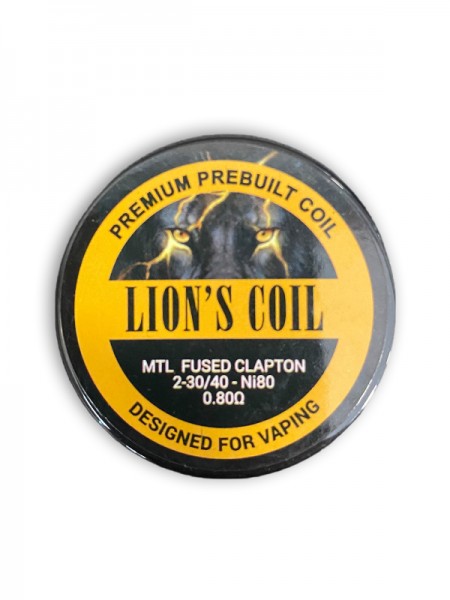 Lion's Coil Premium Prebuilt Coil 10pcs-MTL Fused Clapton Ni80 0.80ohm 